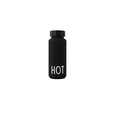 Image of Design Letters Insulated Stainless Steel Water Bottle 500 ml Double Walled Vacuum Flask for hot and Cold Thermos Travel Gym BPA BPS Free Black