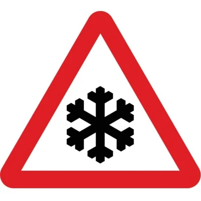 Image of Sitesafe Temporary Snow and Ice Road Sign with Stanchion 600mm