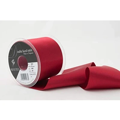 Image of Berisfords Double Faced Satin Ribbon, Scarletberry, 70 mm Width, 20 metre Length