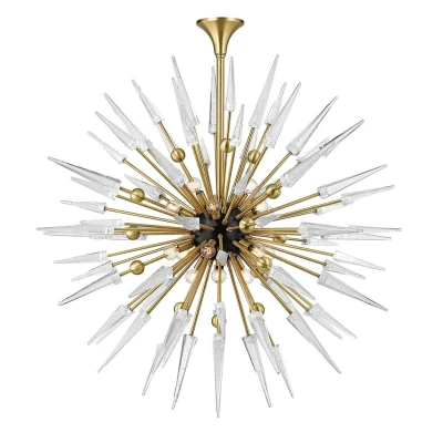 Image of Sparta 18 Light Chandelier Brass, Glass