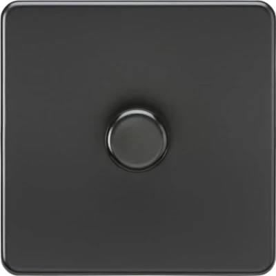 Image of KnightsBridge 1G 2 way 10 200W (5 150W LED) Intelligent Screwless Dimmer Matt Black