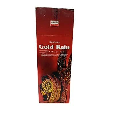 Image of ABN Fashion Darshan Gold Rain Natural Incense Sticks Indian Handroll Fragrance Agarbatti Pack of 6
