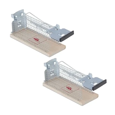 Image of Relaxdays Live Mouse Trap, Natural/Silver, 7 x 16 6.5 cm
