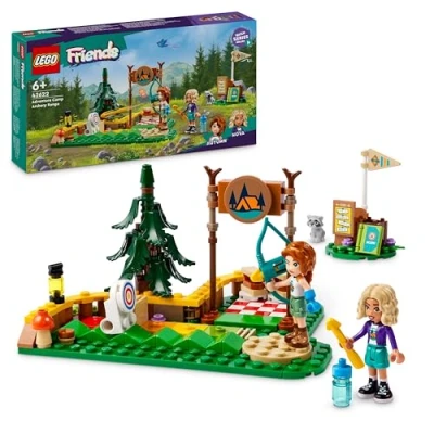 Image of LEGO Friends Adventure Camp Archery Range Set, Building Toy for 6 Plus Year Old Girls, Boys &amp; Kids, with Bow and Arrows, 2 Mini Dolls, a Raccoon Figure Accessories, Birthday Gift Idea 42622