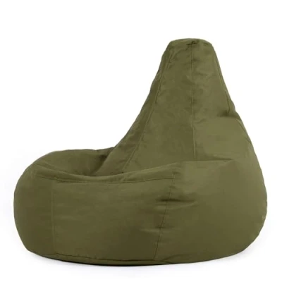 Image of Bean Bag Bazaar Recliner Gaming Chair, Khaki Green, Indoor Outdoor Water Resistant Fabric, Large Beanbag with Filling Included, Seating, Garden Furniture