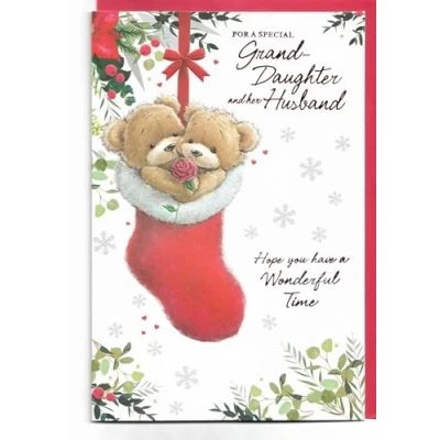 Image of Christmas Card For Granddaughter and Her Husband 23 x 15 Cm (9 6 inches) A Special Grand daughter Cute Teddies