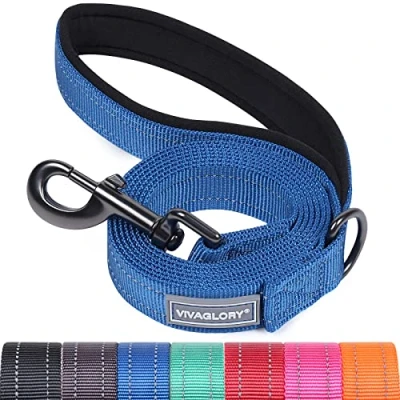 Image of VIVAGLORY Dog Lead, Walking Lead with Comfortable Padded Handle, Reflective for Safety, Heavy Duty Training Leads Medium &amp; Large Dogs