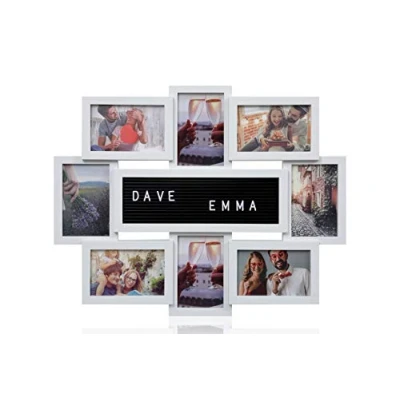 Image of ARPAN Multi Aperture Personalised Alphabet or Number Photo Picture Frame Holds 8 X 6x4 Photos (White)