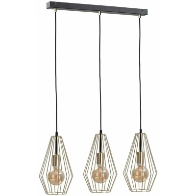 Image of Geo Bar Pendant Ceiling Light Gold, 60cm, 3x E27
