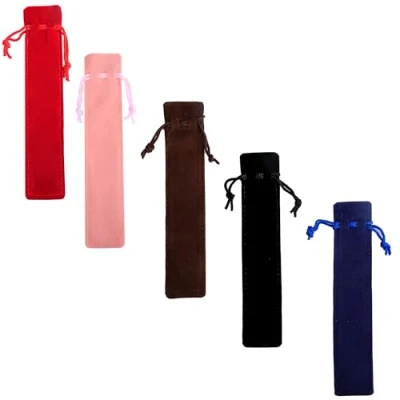 Image of Thyonta Pen Case,25PCS Drawstring Bag Portable Velvet Pouch to Store Fountain Pencil Ballpoint Pen(5 Colours)