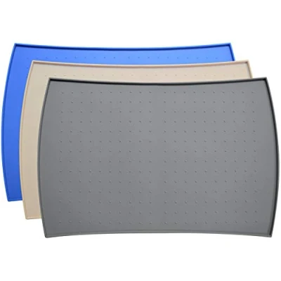 Image of PetFusion Waterproof Pet Food Mat Non Slip Silicone for Dogs and Cats Water Bowls Grey Large (61 x 41cm)