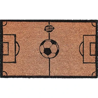 Image of Coco&amp;Coir Natural Coir Non Slip Thick Premium Quality Rubber Backed Eco Friendly Indoor Outdoor Heavy Duty Football Themed Entrance Door Mat 45 x 75 cm (The Game)