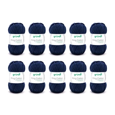 Image of Gründl King Cotton 55% Polyacrylic &amp; 45% 50g/78m Needle Size 6 7 10 x 50g Navy