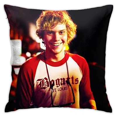 Image of Evan Peters Pillow Covers Double Sided Plush Cases Dorm Decor for Bedroom Living Room 45cmx45cm