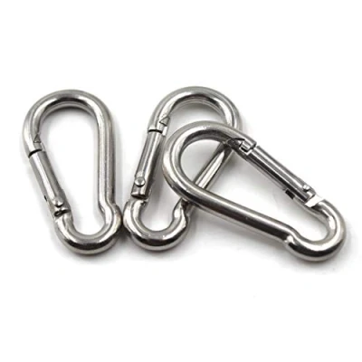 Image of M5 3/16&quot; 304 Stainless Steel Spring Snap Link Hook, Loaded Hook,Locking Carabiner Clip Keychain for Home, Camping, Fishing, Hiking, Traveling(5PCS)