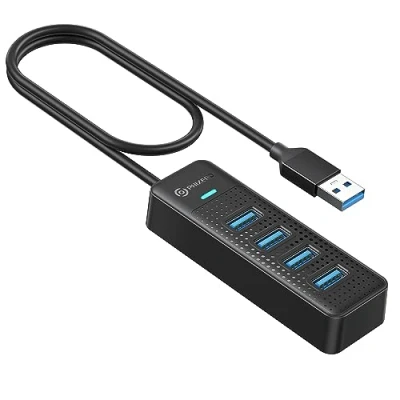 Image of PHIXERO USB Hub, 1.6FT Extend Long Cable 4 Port 3.0 Hub Multi Expander, Fast Data Transfer Splitter for Laptop, Compatible with All Device (50cm, Black)