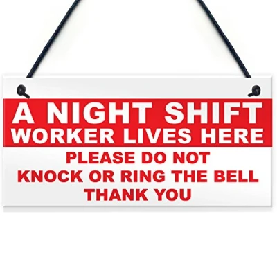 Image of RED OCEAN Night Shift Worker Do Not Disturb Hanging Plaque Novelty Keep Quiet Door Sign