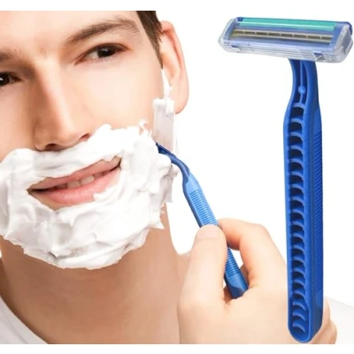 Image of Men’s Razor (15 pack) Double Blade Disposable Razors for Men Women Shaver Blades Chrome Coating Sharp Facial Hair Removal Less burn (15pack)