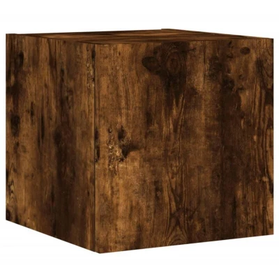 Image of vidaXL TV Wall Cabinet with LED Lights Smoked Oak 30.5x35x30 cm