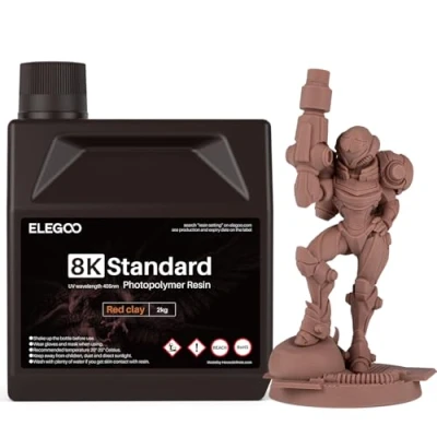 Image of ELEGOO 8K 3D Printer Resin, Standard Photopolymer Resin 405nm UV Curing Best for 8K/9K/12K/14K/16K Red Clay 2000g
