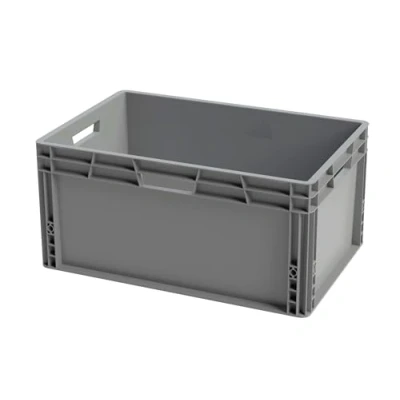 Image of Solent Plastics Recycled Plastic ECO Euro Stacking Industrial Storage Containers Boxes Crates! (55 Litre 60 x 40 29cm), Dark Grey (SPKRC)