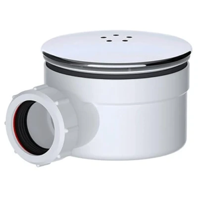 Image of SPARES2GO Shower Trap for 90mm Tray Plug Hole 1.5&quot; Luxury Drain Water Waste Dome Base Kit (Chrome Silver)