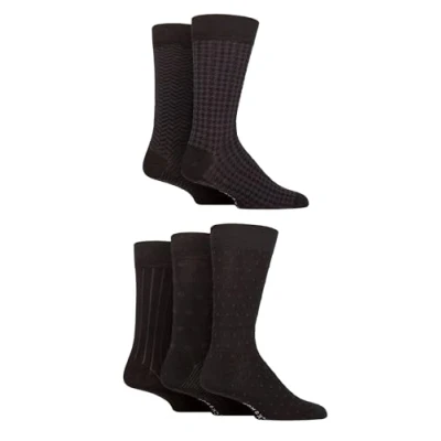 Image of SockShop Men&#039;s Patterned Bright Colourful Natural Bamboo Socks Various Designs for Everyday Wear Size 7 11 Pack of 5 Black/Dark Grey