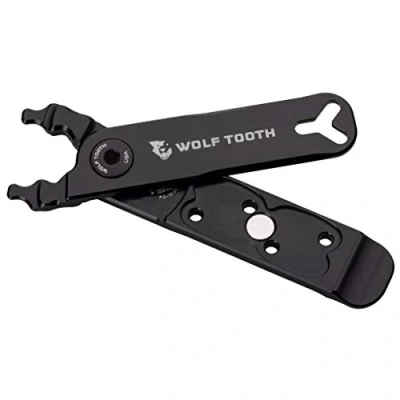 Image of Wolf Tooth Master Link Pliers Pack Bike Multi Tool Quick with Tyre Levers, Valve Core Remover Chain Pliers, 9/10/11/12 Speed Bicycle Repair Black