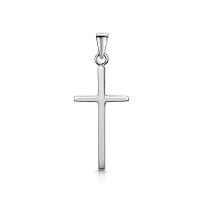 Image of Amberta Unisex 925 Sterling Silver Cross Pendant: Thin Religious Crucifix