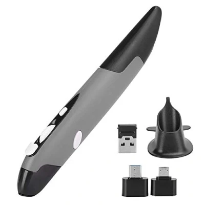 Image of Computer Pen Mouse,USB Stylus PC Parts Wireless Mouse,Pen‑Type Personalized Innovative Vertical,Ergonomic Design Mouse,for Windows/Android/Linux/OS X(Gray)