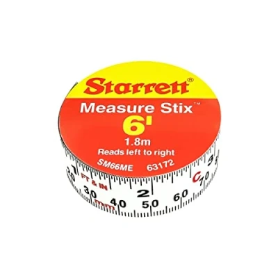 Image of Starrett 1.8M Tape Measure Stix SM66ME Precision Steel Imperial and Metric 19mm Measurement Home Improvement Left to right Reading Long Lasting