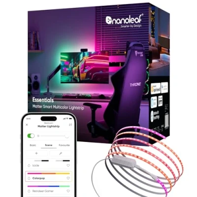 Image of Nanoleaf Matter Wi Fi 5M Gradient LED Light Strip 300 RGBIC Addressable LEDs, Music &amp; Screen Sync, Trimmable Strips, Smart App Voice Control (Works with Alexa Apple Google), Bedroom Gaming Decor