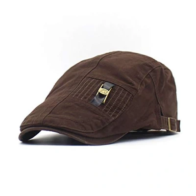 Image of Adantico Mens Coton Falt Cap for Spring (Beige) (Brown)