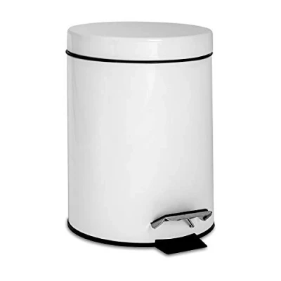 Image of White 3L Round Stainless Steel Bathroom Pedal Bin By Harbour Housewares