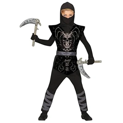 Image of FIESTAS GUIRCA Spider Ninja Fancy Dress for Boys Black Warrior Kids Costume Halloween Costumes 3 4 years