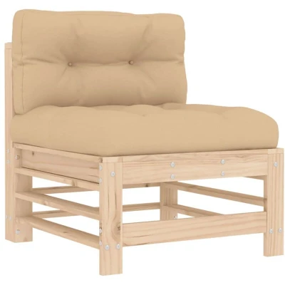 Image of vidaXL Middle Sofa with Cushions Solid Wood Pine
