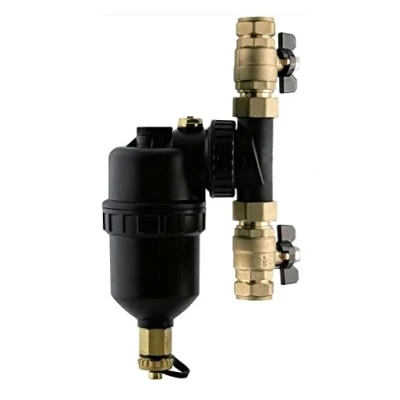 Image of Magnetic Boiler Filter 22mm Inline for Central Heating inc Full Bore Valves with Metal Handle Team Supplies TSFILTER