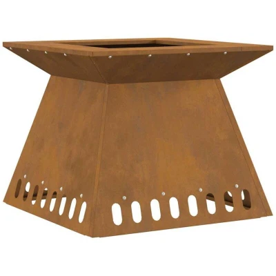Image of vidaXL Fire Pit 48x48x40 cm Weathering Steel