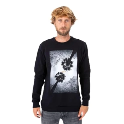 Image of Hurley U Oceancare Photoprint Fleece Crew Sweatshirt, Black, S