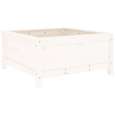 Image of vidaXL Garden Planter White 82.5x82.5x39 cm Solid Wood Pine