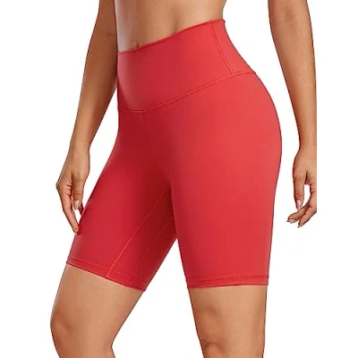 Image of CRZ Yoga Women&#039;s Naked Feeling 8&#039;&#039; Gym Shorts High Waisted Cycling Workout Running Spandex Crimson 12