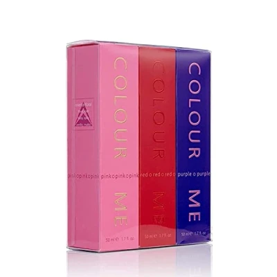 Image of COLOUR ME, Pink/Purple/Red Triple Pack, Fragrance for Women, 3 x 50ml Eau de Parfum, by Milton Lloyd