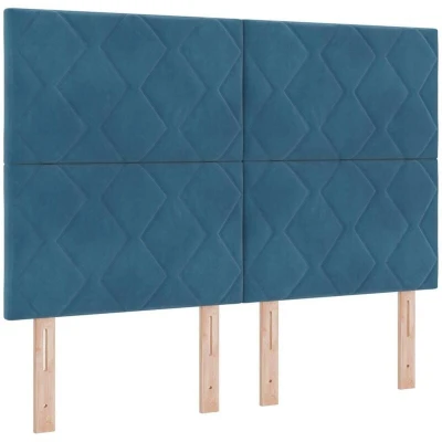 Image of vidaXL Box Spring Bed with Mattress Dark Blue 140x200 cm Velvet