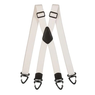 Image of Olata Heavy Duty X Shape Braces/Suspenders with Plastic Carabiner Clips 4cm. White