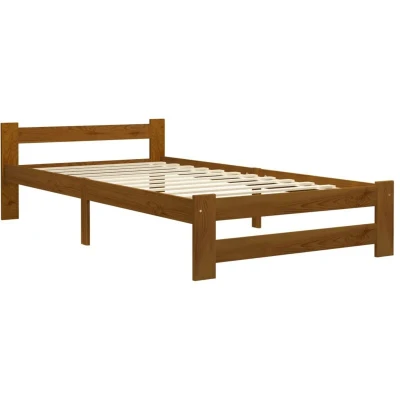 Image of vidaXL Single Bed Frame Durable and Comfortable Sleep Experience Honey Brown Solid Pinewood Scandinavian Style 90x200 cm