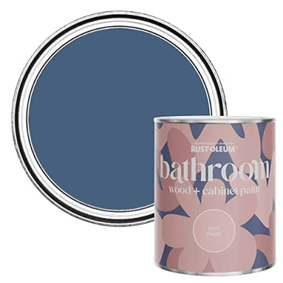 Image of Rust Oleum BLUE Moisture Resistant Bathroom Wood and Cabinet Paint in Matt Finish INK 750ML