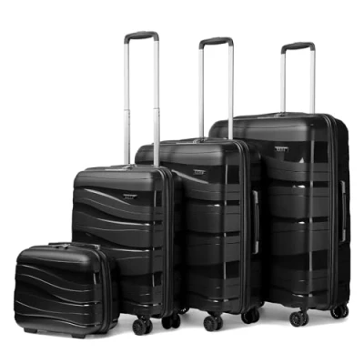 Image of Kono Suitcases Set of 4 Lightweight Hard Shell Suitcase with TSA Lock Wheels 20&quot; 24&quot; 28&quot; Travel Trolley Case + 14&quot; Beauty (Set 4, Black)