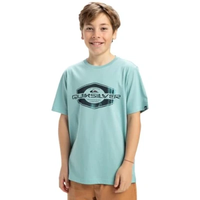 Image of Quiksilver Locked UP Unisex Print Tshirt for kids, Size: 14y, Aquifer