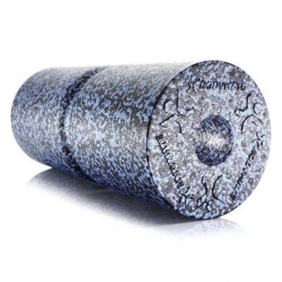 Image of BODYMATE Extra Hard 30cm Long Grey Blue/Black Smooth Foam Roller with Free E Book