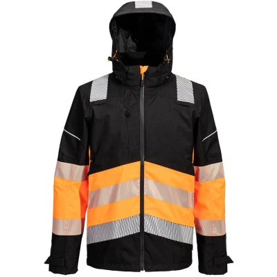 Image of Portwest PW3 Hi Vis Class 1 Extreme Rain Jacket Orange/Black 4XL